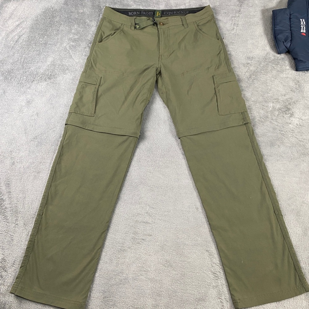 Prana Zion Convertible Cargo Pants Mens 34x34 Olive Green M4SC34116 Hiking